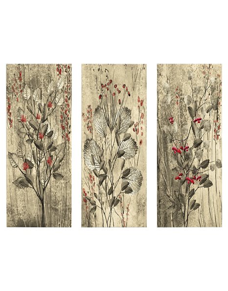 ΠΙΝΑΚΑΣ ΤΡΙΠΤΥΧΟ MDF RED FLOWERS AND BERRIES HM7204.01 60x50x0,3 εκ.